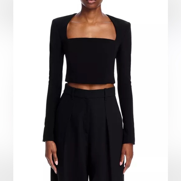 A.L.C. Ella Top Women's Elegant Black Cropped W/ Zippers on Wrist Size 10 - Picture 1 of 11